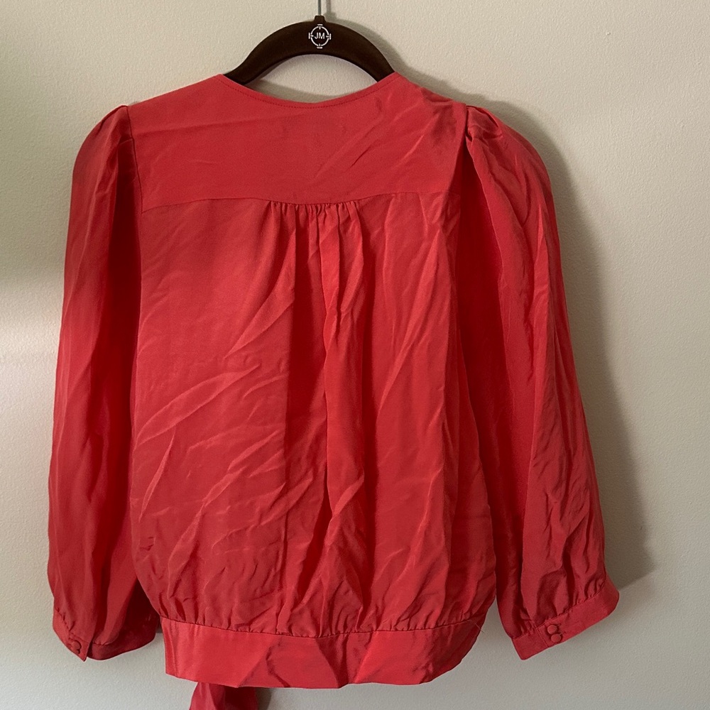 Madewell Salmon Silk Wrap Blouse - Picture 5 of 6